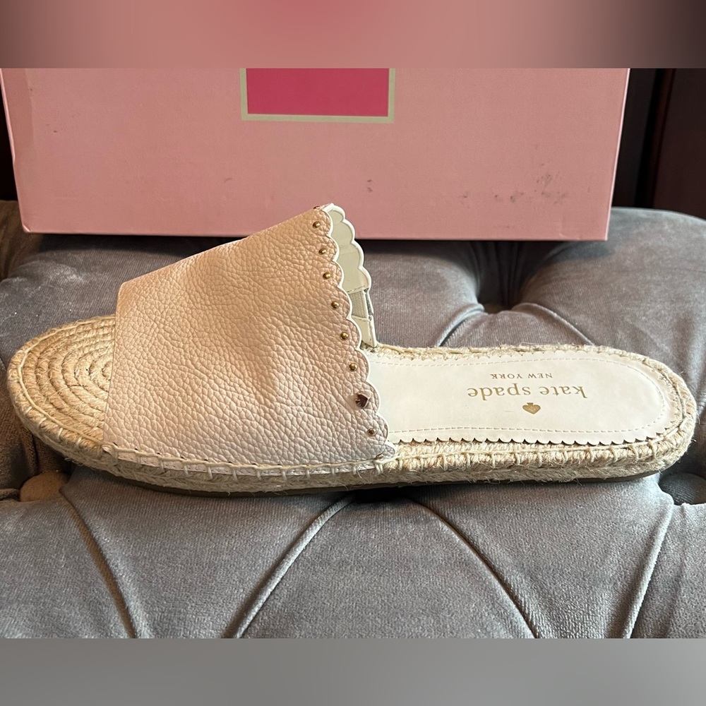 Kate Spade “Giovanna” leather flat espadrille sandals